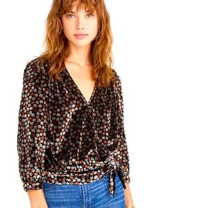 NWT Madewell Velvet Wrap Top in Petite Blooms